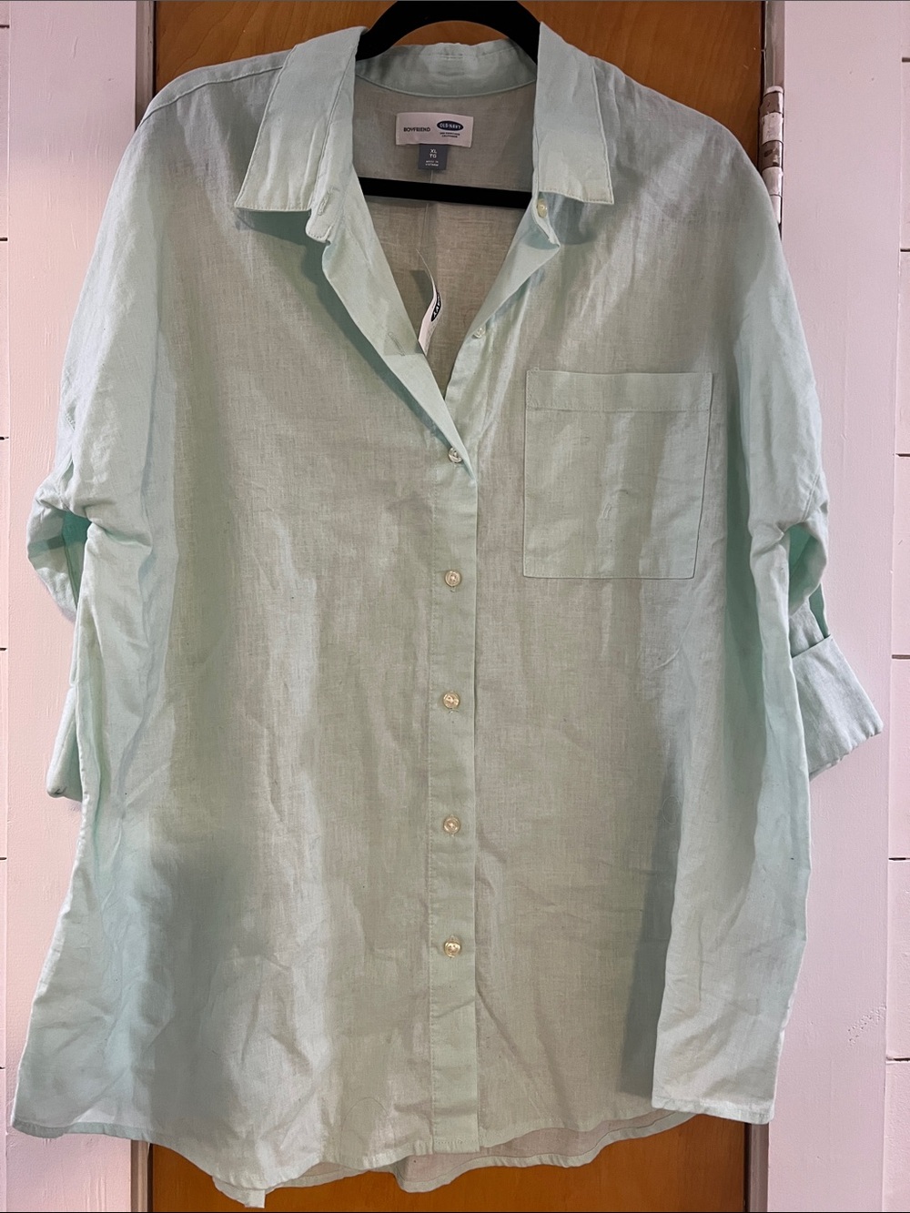 Old Navy Mint Green Linen-Blend Button Down Shirt